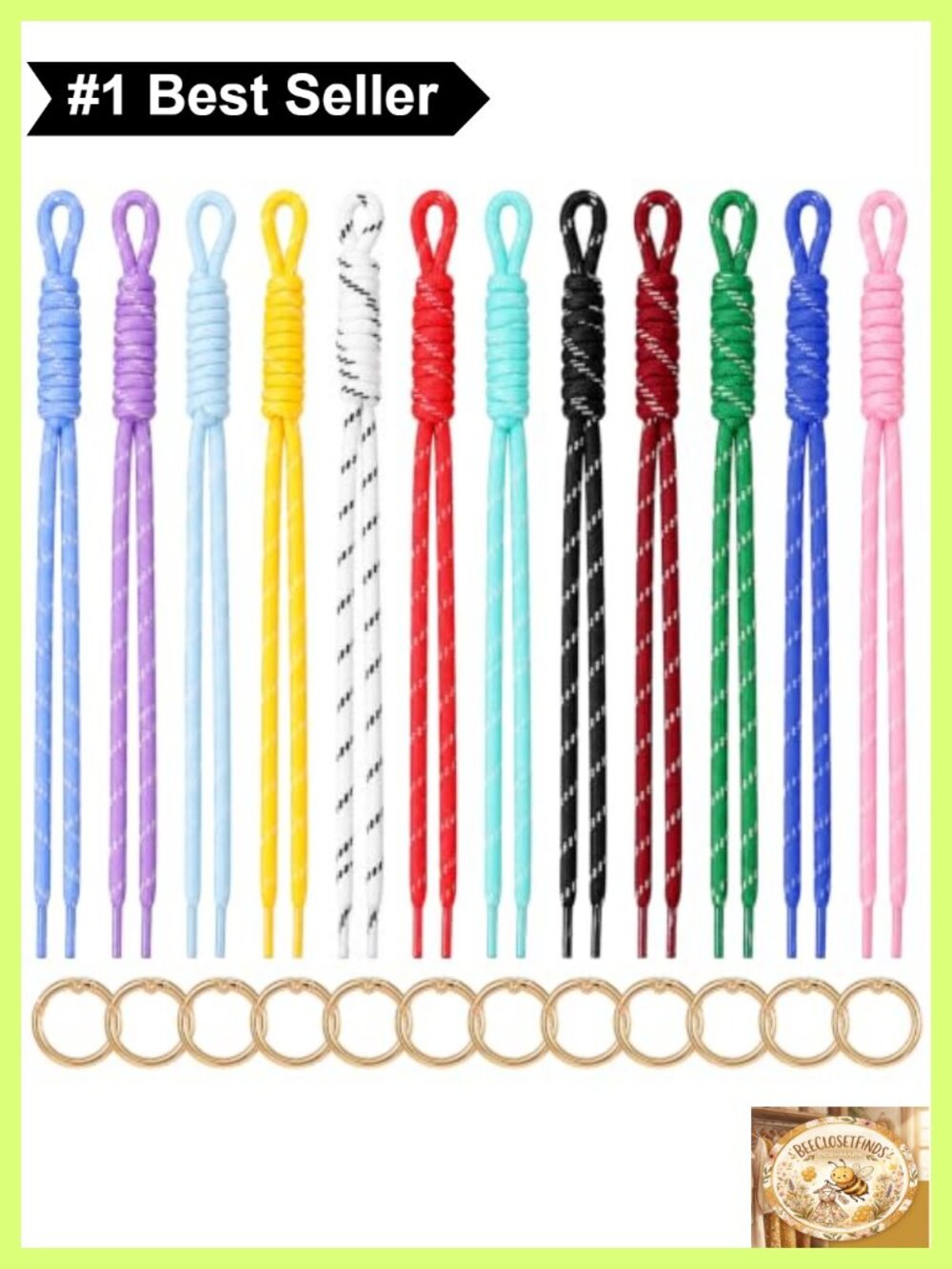 Braided Nylon Rope Keychain Bag Charm Set with Carabiner for Backpacks Purses